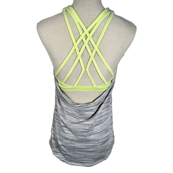 Lululemon Slay The Studio Heather Greyโ& Yellow Sports Bra TankโTop - Picture 2 of 9